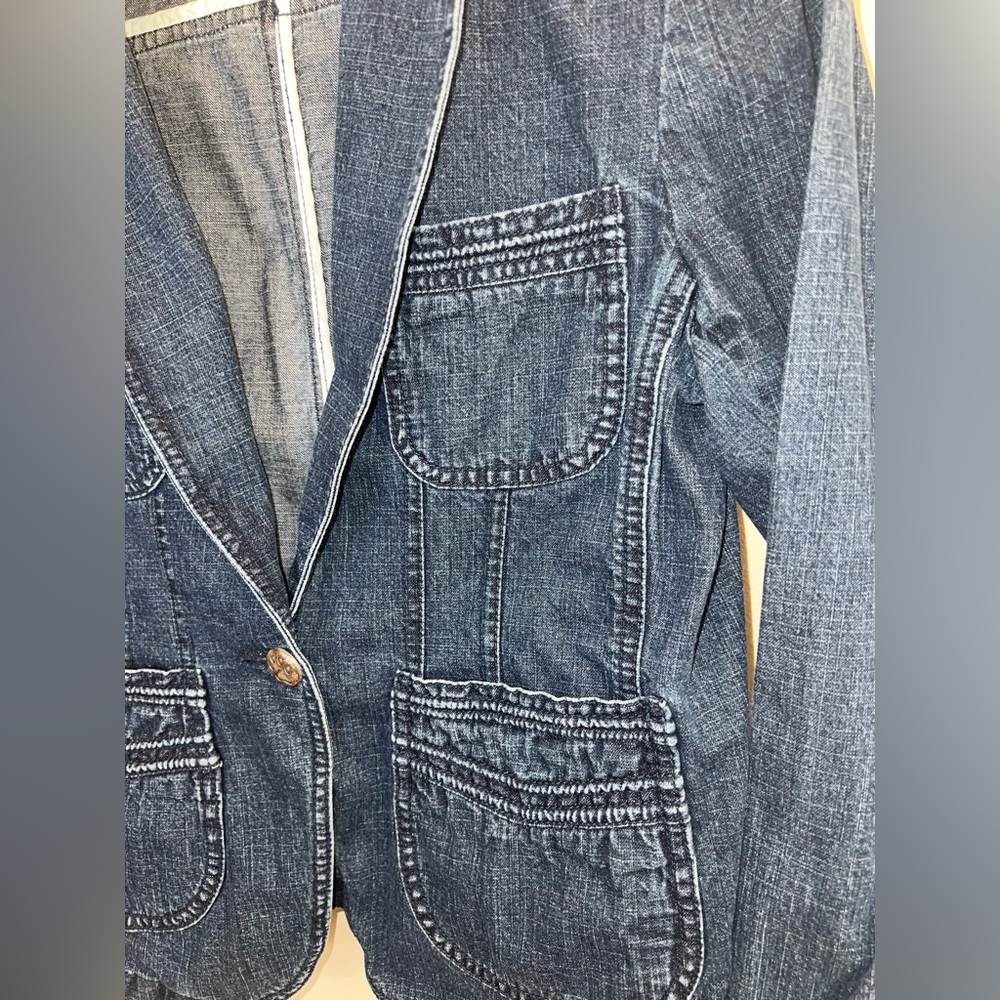 Y2K Massini Denim Blazer Jacket Fitted Jean Jacket Size M - Picture 6 of 11